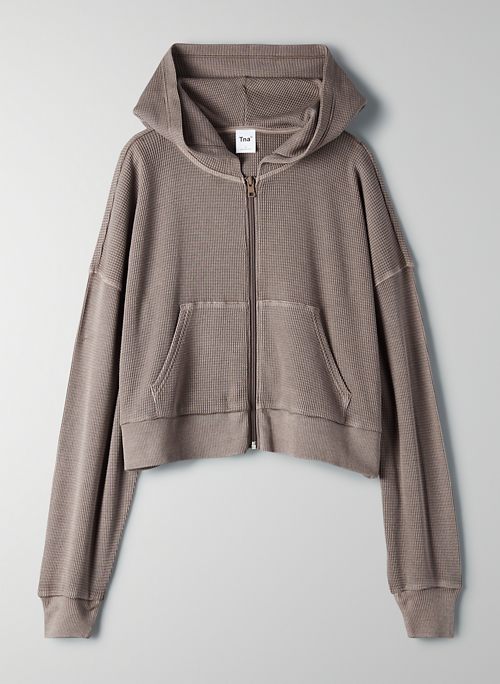 aritzia waffle zip up