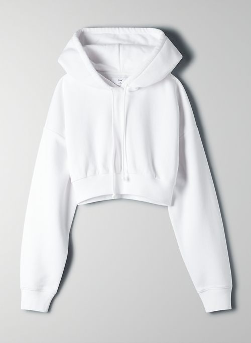 cropped white hoodie zip