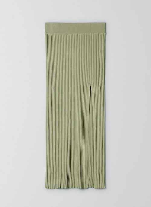 KNIT SLIT SKIRT - Ribbed midi skirt