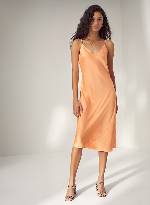 orange slip dress