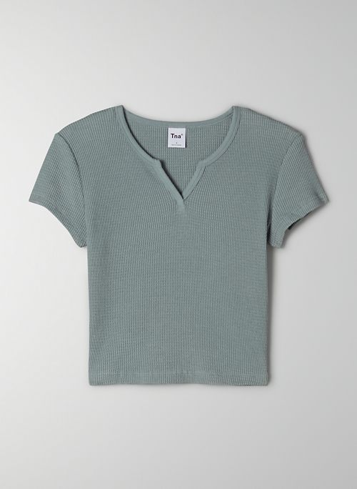 WAFFLE NOTCH T-SHIRT - Notched thermal t-shirt
