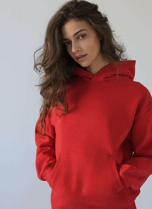 women's red hooded sweatshirt