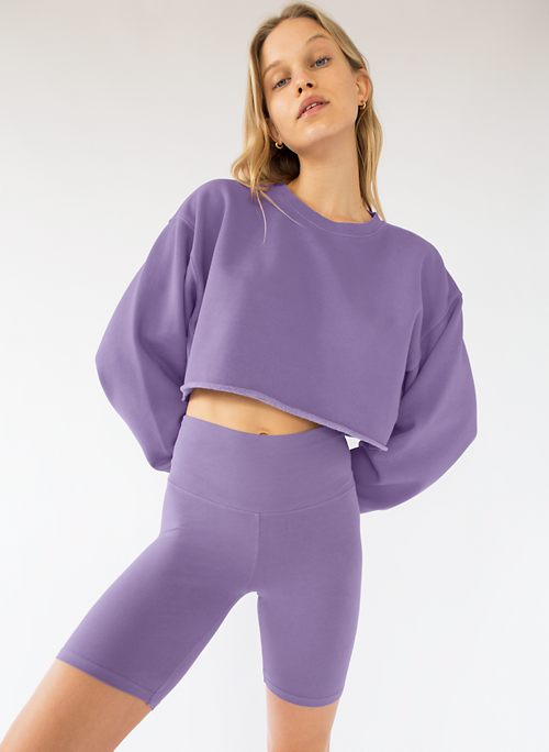 purple champion cropped v neck sweatshirt