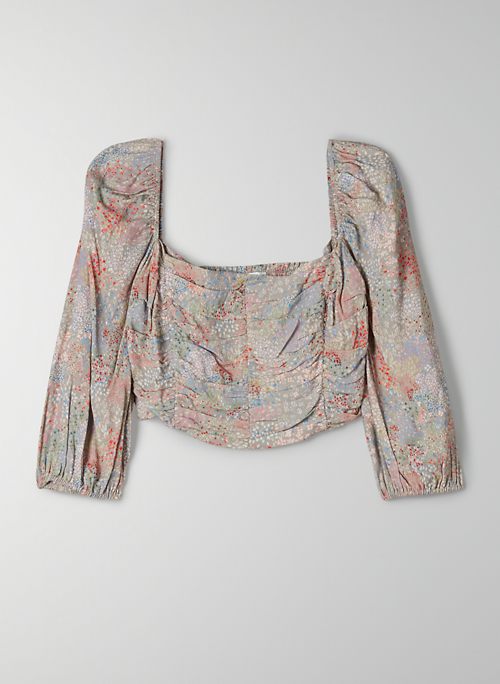 LOLITA BLOUSE - Cropped, square-neck peasant blouse