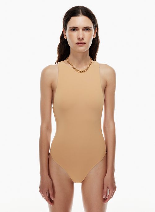 tan sleeveless bodysuit