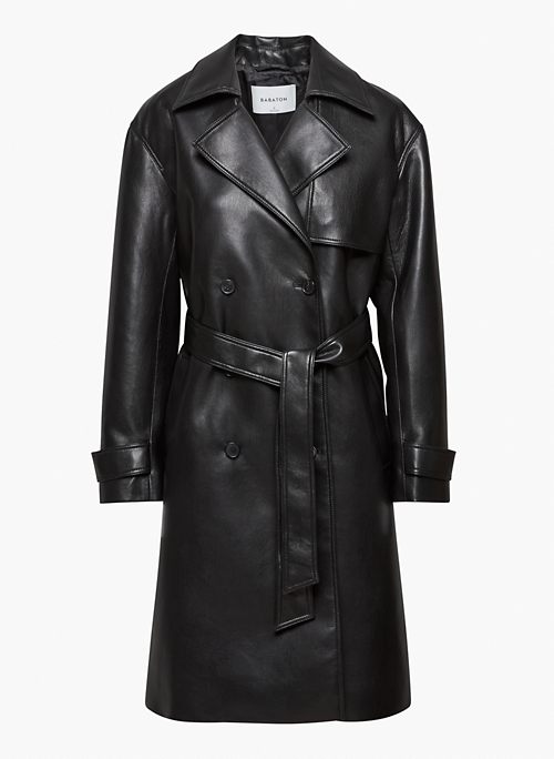 TABLOID TRENCH COAT - Double-breasted Vegan Leather trench coat