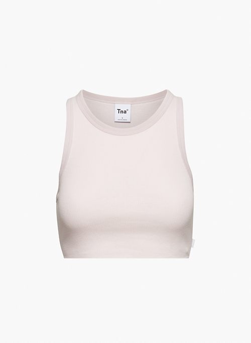 RIBBED CROPPED RACER TANK - Ribbed racerback tank top