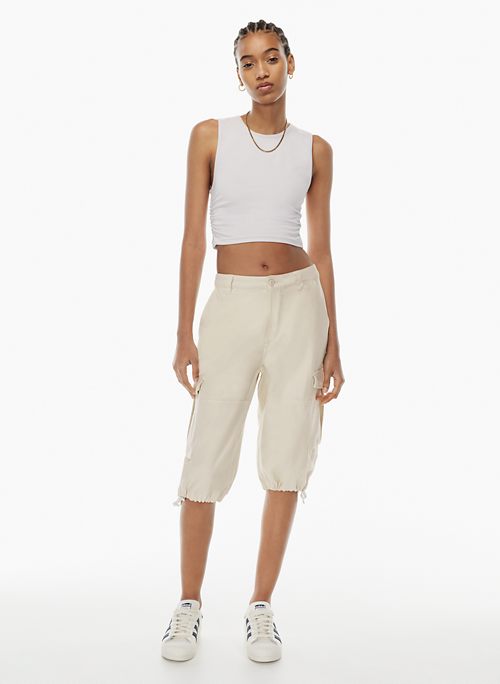 Topshop low rise cropped capri cargo pants in sage