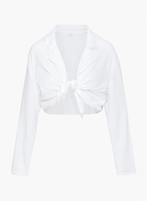 APERITIF LINEN TOP - Front-tie linen blouse