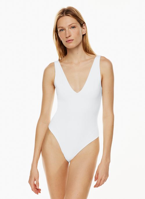 $145 Vince Women's White Solid Long Sleeve Mock Neck Bodysuit Size