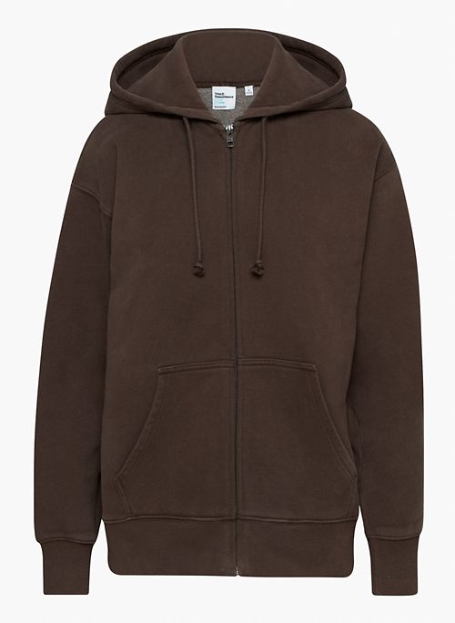 COZY FLEECE BOYFRIEND ZIP HOODIE - Relaxed zip-up hoodie