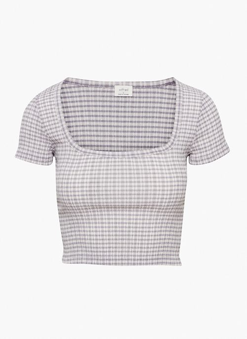 YACHT T-SHIRT - Seersucker square-neck t-shirt