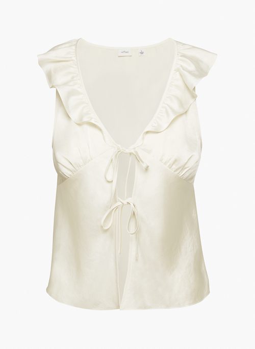 TONKA BLOUSE - Sleeveless V-neck ruffle blouse