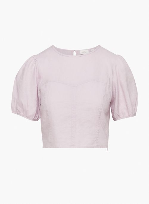VIE LINEN BLOUSE - Linen puff-sleeve blouse