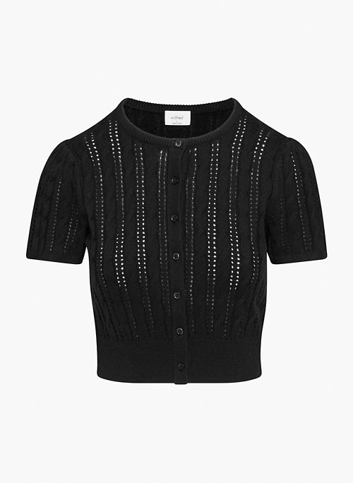 FEY CARDIGAN - Merino wool and cotton short-sleeve cardigan