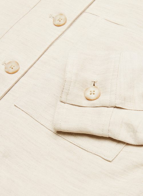 Beige Lightweight Jacket - Cropped Linen Jacket - Linen Shacket - Lulus