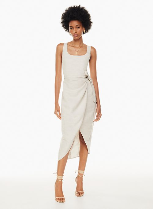 Chama Plus Size 3/4 Sleeves Wrap Midi Dress for Women 