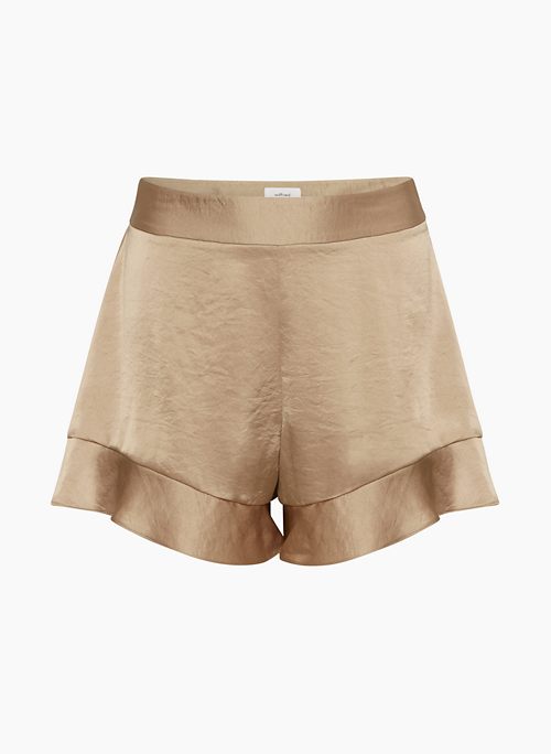 ARCADIA SHORT - High-waisted satin ruffled shorts