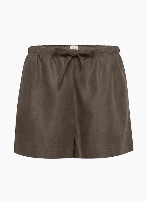 OMNIA LINEN SHORT - Mid-rise linen shorts