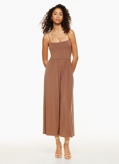 brown overall jumpsuit