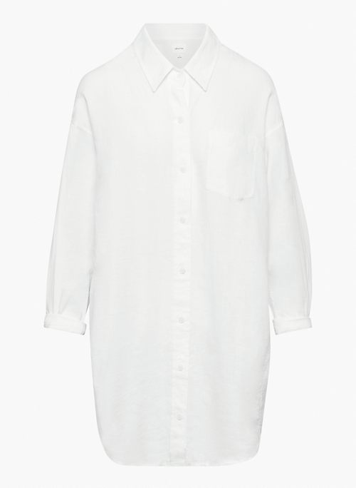 RELAXED LINEN DRESS - Linen button-up shirt dress