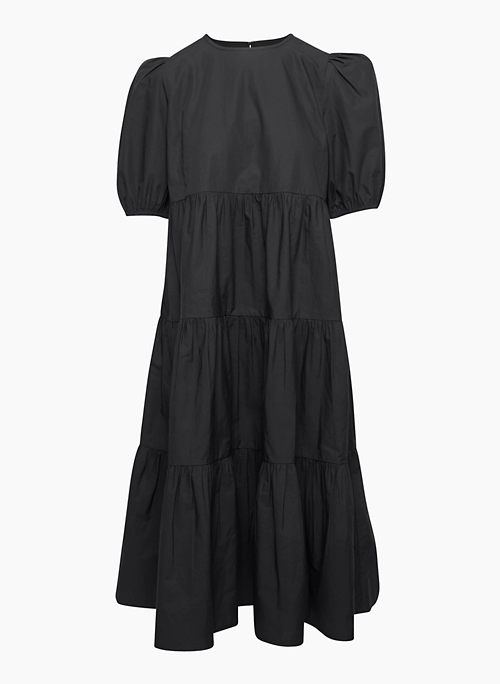 DELPHI POPLIN DRESS - Tiered midi dress with puff sleeves