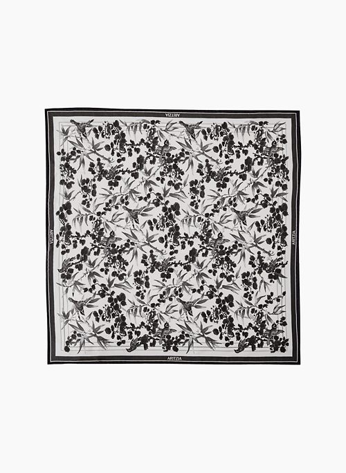 Aritzia Elite Silk Large Scarf in White/Indigo Bl