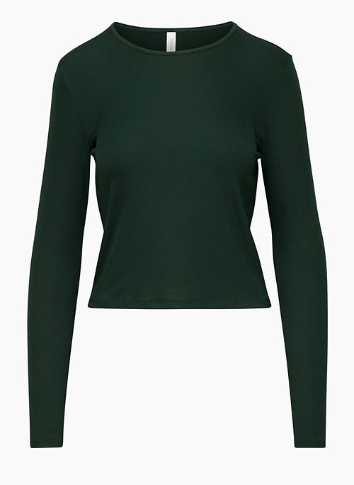 The Dark Green Lapel Ribbed Textured Knit Top - Long Sleeve Ribbed Button  Knit Top - Dark Green - Tops