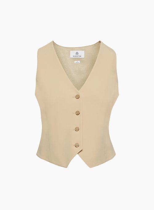 DENIRO VEST - Classic-fit button-up crepe suiting vest