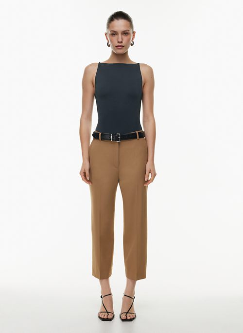 NWT Aritzia Babaton Command Cropped Pant vegan leather size6 Rich Maroon