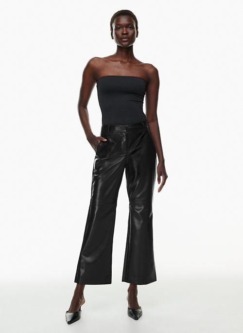 Leather-effect straight trousers - Women