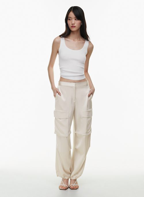 XIBAOBAO Women Satin Wide Leg Dress Pants White Silk Casual Dressy Long Flowy  Pants Elastic High Waisted Trousers XS at  Women's Clothing store