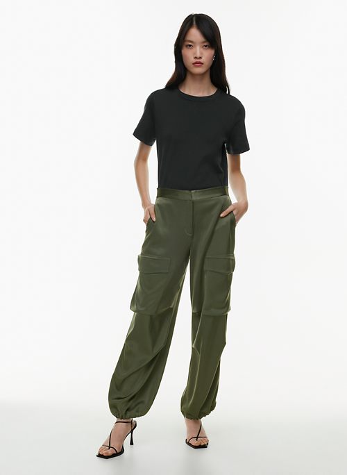 Buy Green Cotton Plain High Neck Crop Top With Baggy Cargo Pant For Women  by Mati Online at Aza Fashions.