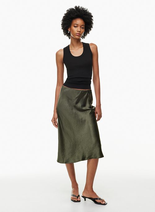 Green A-line Midi Skirt