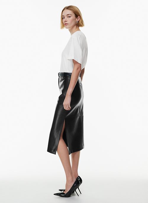 Faux Leather Pencil Midi Skirt