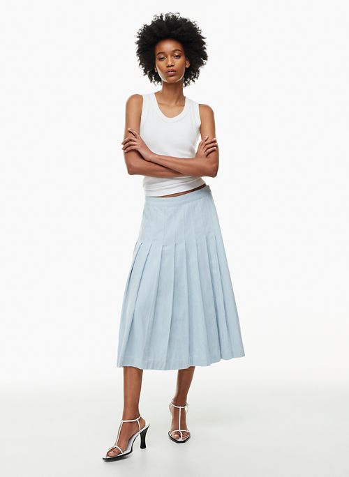  Drikio Womens Denim Skirt High Waist Midi Skirt Frayed
