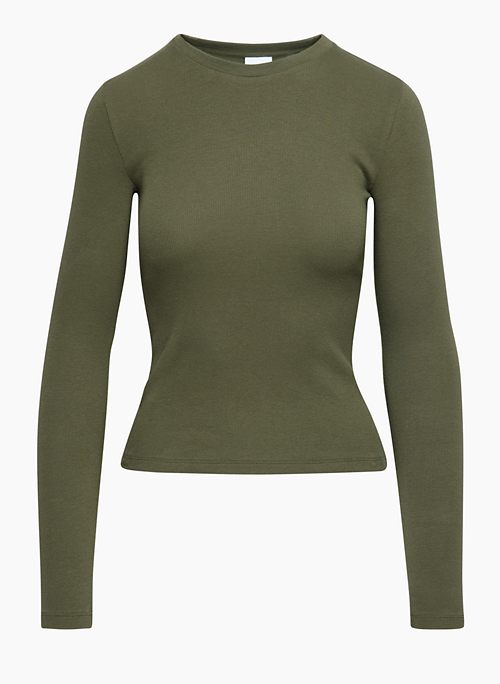 Thermajane Olive Green Square Neck Long Sleeve Top, Thermal