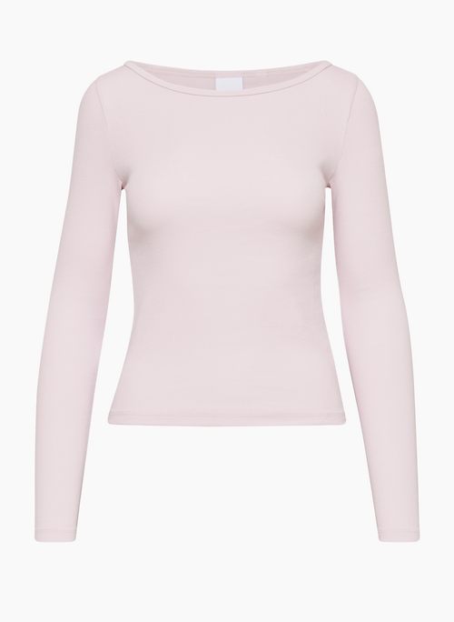 Neon Pink Long Sleeve Off Shoulder Crop Top Form-Fitting Basic