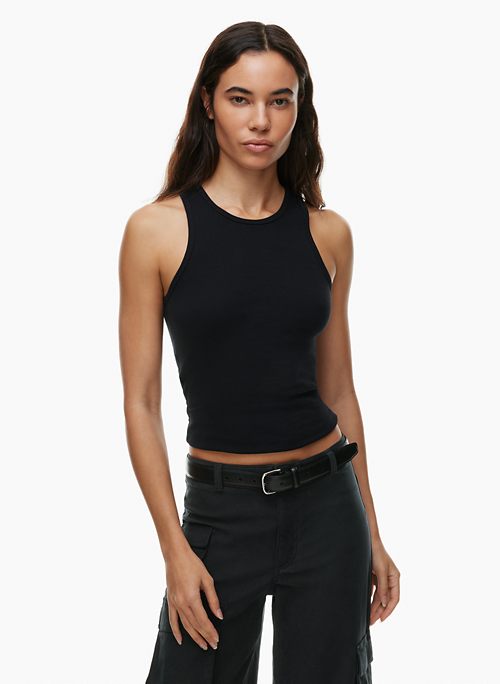 TENANDA Cotton Basic Sleeveless Slim Fit Pajama Tank Tops Black S at   Women's Clothing store
