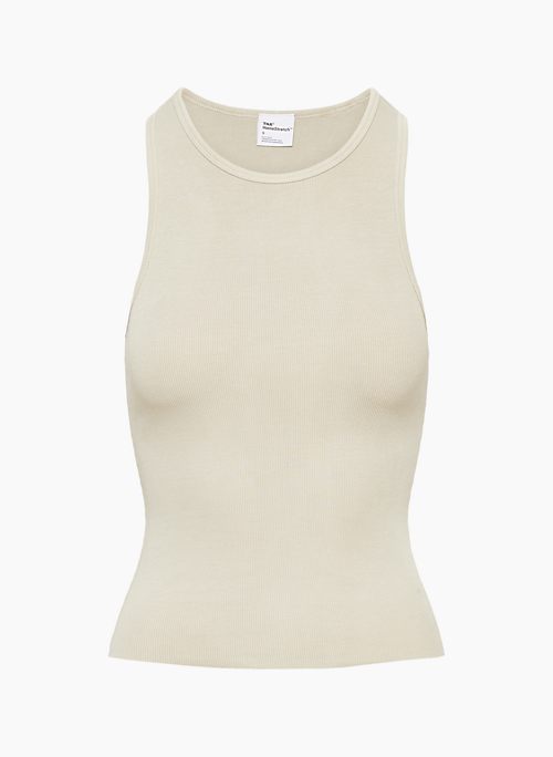 Women's Slim Fit Ribbed High Neck Tank Top - A New Day™Tan M
