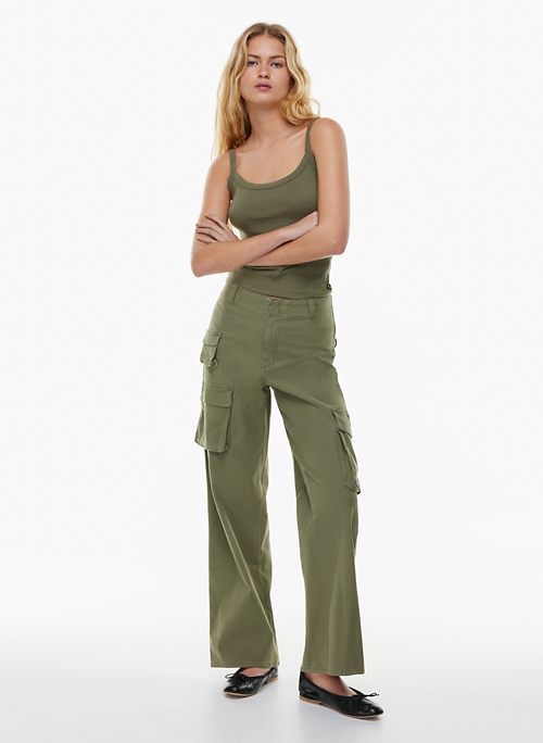 Womens Pants Straight Legs Shorts Cropped Cargo Army Green High Waist  Pockets