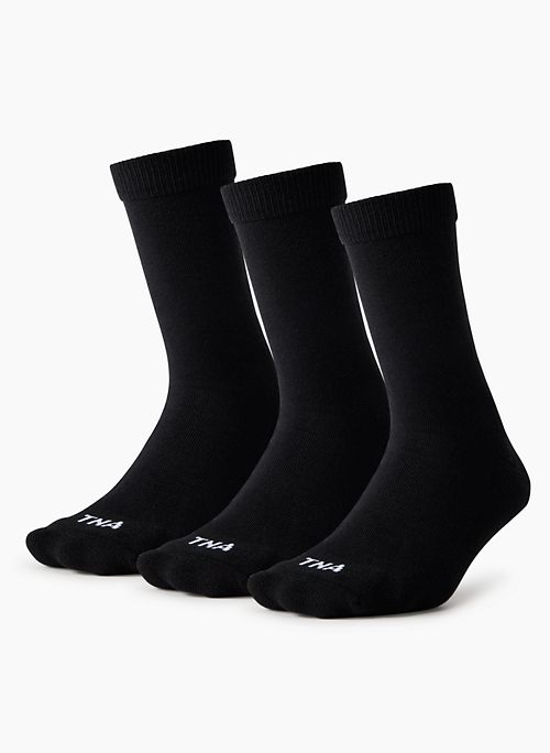 3 Pack Ribbed Crew Socks in Black from Joe Fresh