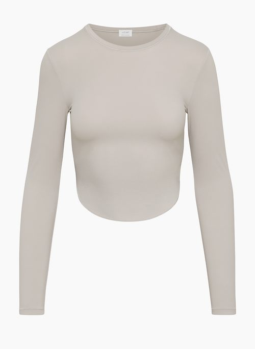 Yara Light Grey Ribbed Long Sleeve Top