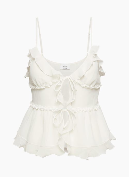 AMORE CAMISOLE - Ruffled chiffon tie-front cami