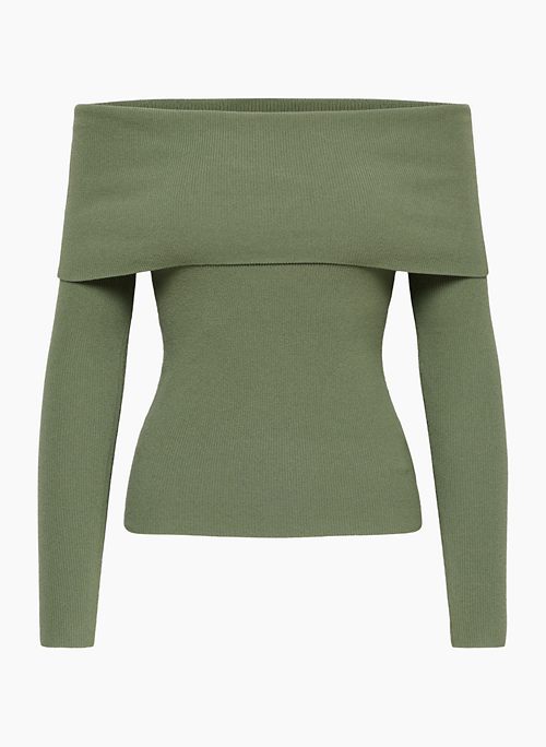 Succulent Green, Reversible Pointelle Sleeve Sweater
