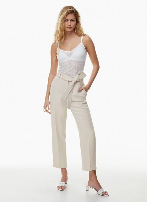 Women's High-Rise Linen Pleat Front Straight Pants - A New Day™ Tan 6 Short