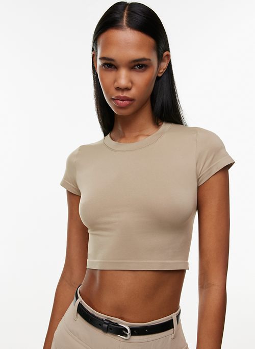 ALGALAROUND Women's Cutout Tops Basic Long Sleeve/Short Sleeve Round Neck  Slim Fit T-Shirts (B Short Sleeve Black, X-Small) at  Women's  Clothing store