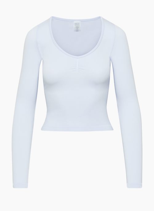 VETIOR Women's Deep V Neck Long Sleeve Unique Slim Fit Cross Wrap Shirts  Crop Tops
