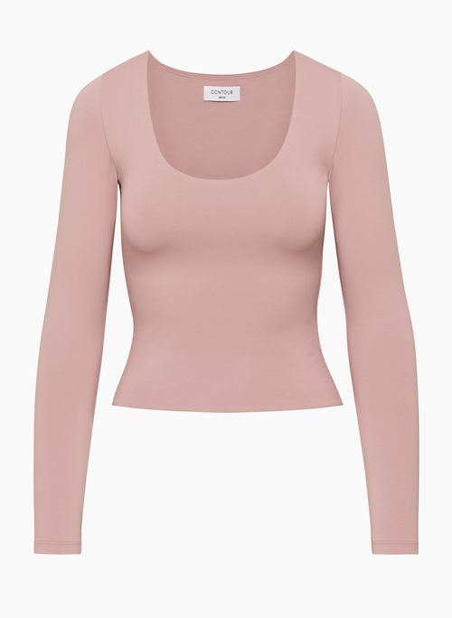 Pink Long Sleeve Square Neck Top