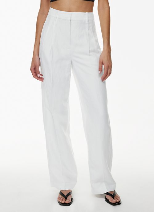 Sonoma Goods For Life Women's Linen Blend White Pull On Mid Rise Straight  Pants